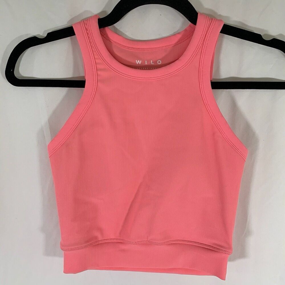 WILO Sports Bra Women's XS Pink Ribbed Padded Pull On Melbourne Australia